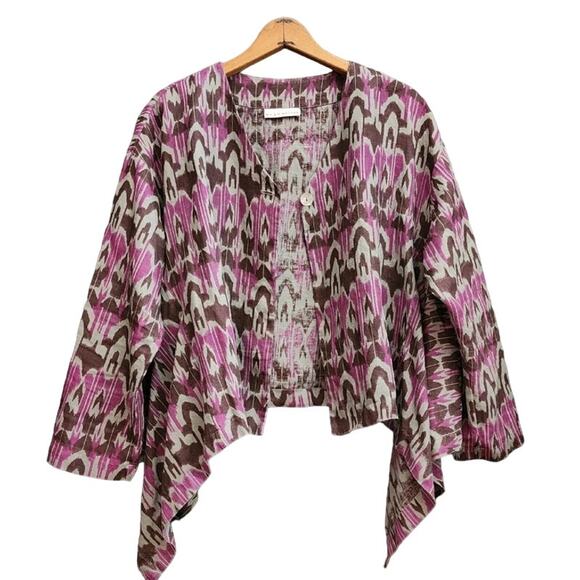 Bryn Walker Linen Ikat Print One Button Over shirt Ladies size Medium - Picture 1 of 10